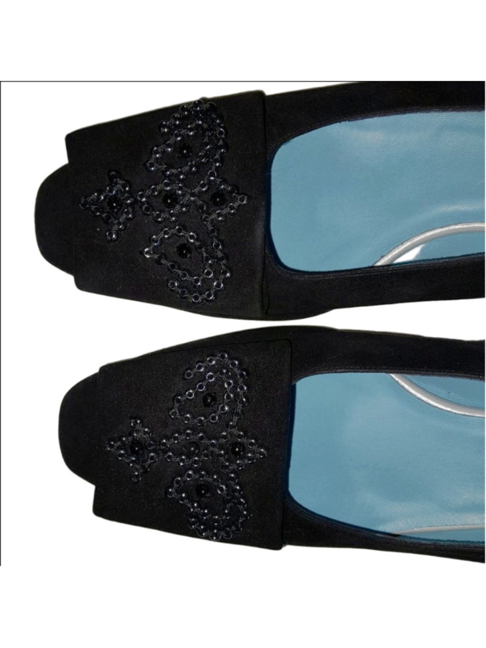 Luxurious Thierry Rabotin Black Suede Beaded Pumps